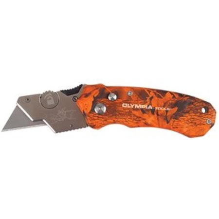 OLYMPIA TOOLS Knife Folding Camo Utility Orn 33-207